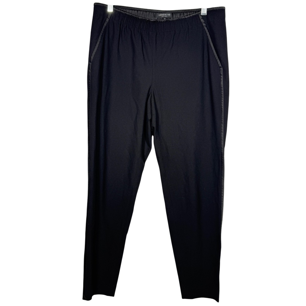 Lafayette 148 Black Pull On Tapered Pants Size Small Elastic Waist‎ 27.5" Inseam